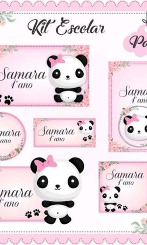 kit Digital Etiquetas Escolares Panda