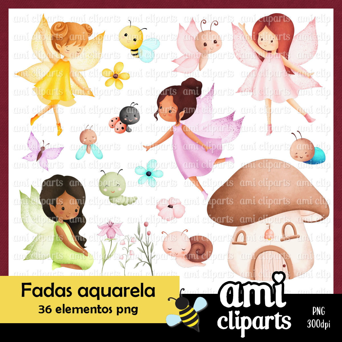 Kit Digital Fadinhas Aquarela
