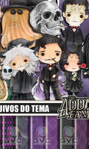 Kit Digital Família Addams Aquarela