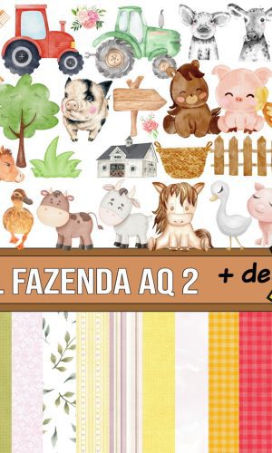 Kit Digital Fazenda Aquarela 2 Png + 2 Brindes