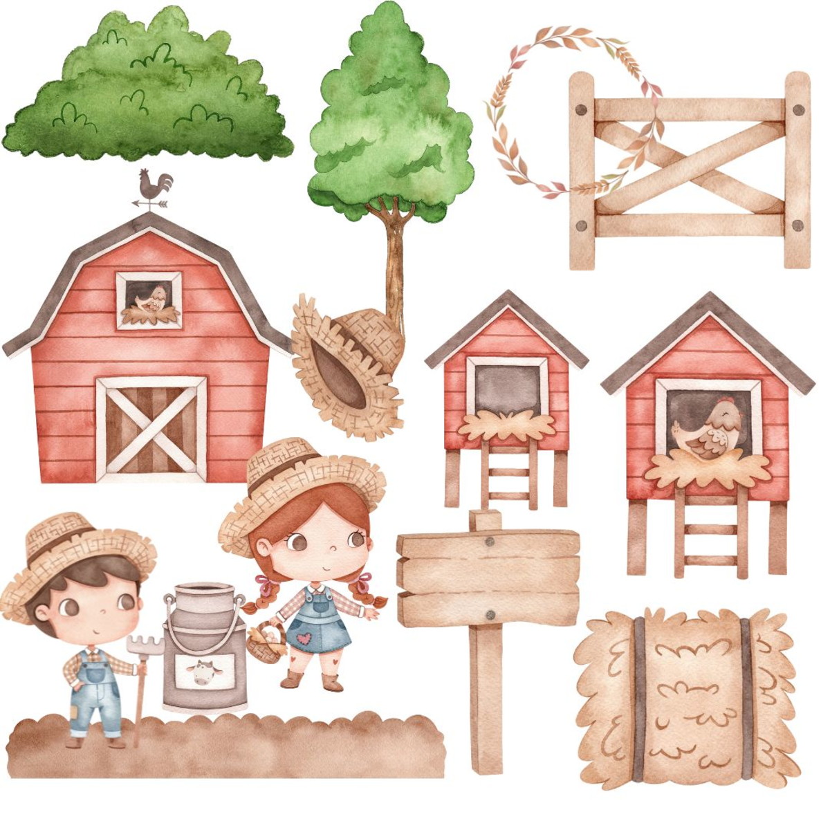 Kit Digital Fazendinha Aquarela/+20kits Grátis Cod:0208 - Imagem 2