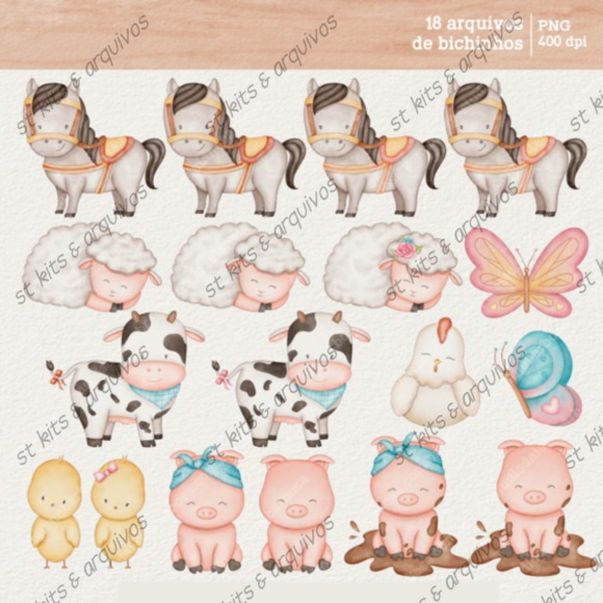 Kit Digital Fazendinha Suave em Aquarela + Brinde - Imagem 3