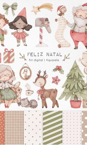 Kit Digital - Feliz Natal Aquarela