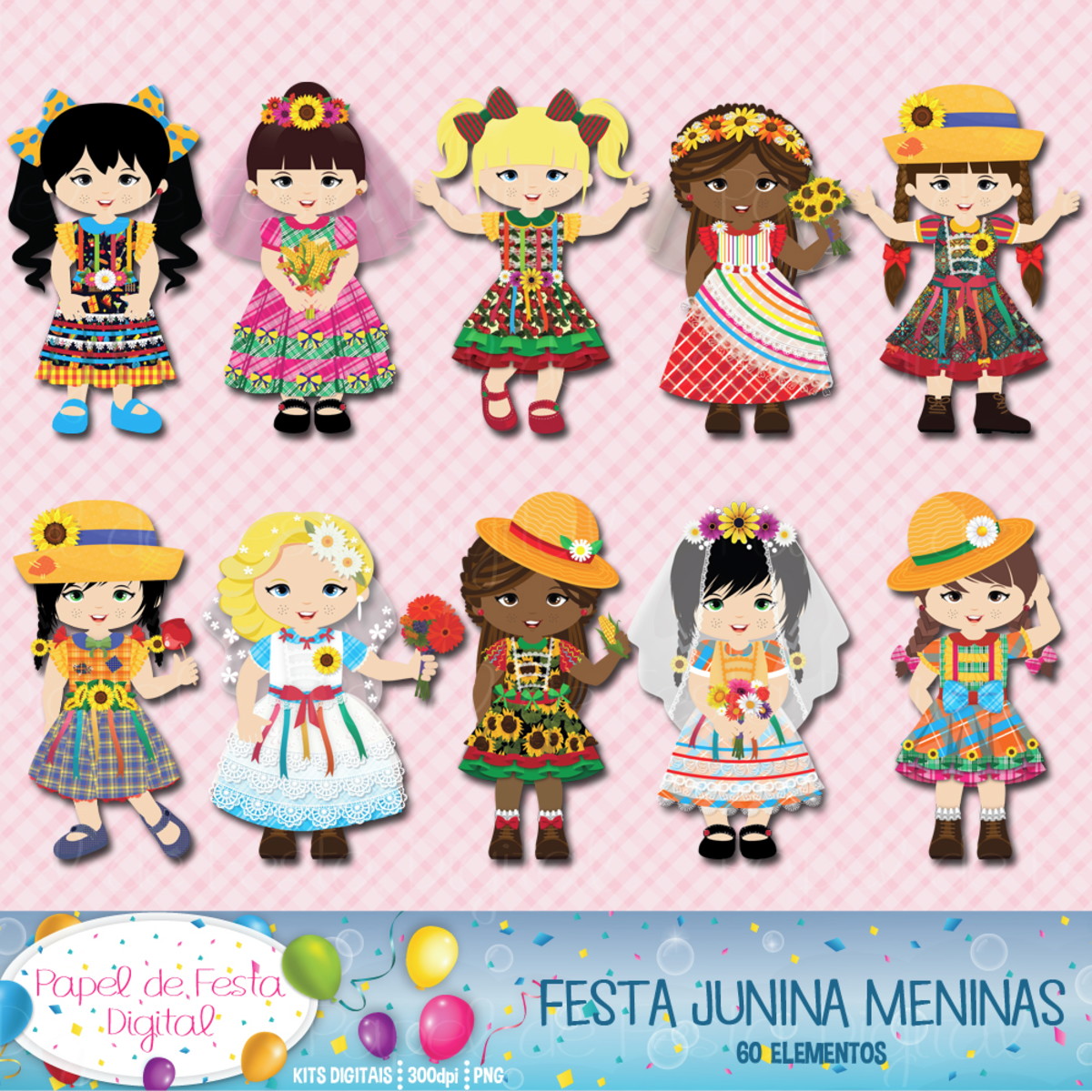 Kit Digital Festa Junina Meninas - Imagem 2