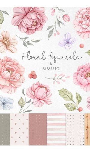 Kit Digital Floral Aquarela