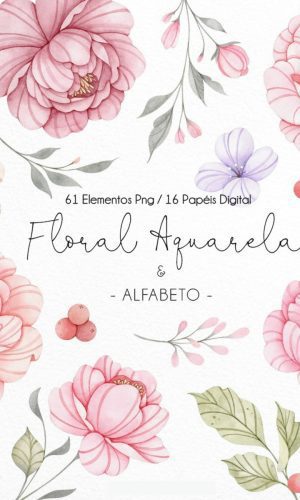 Kit Digital - Floral Aquarela