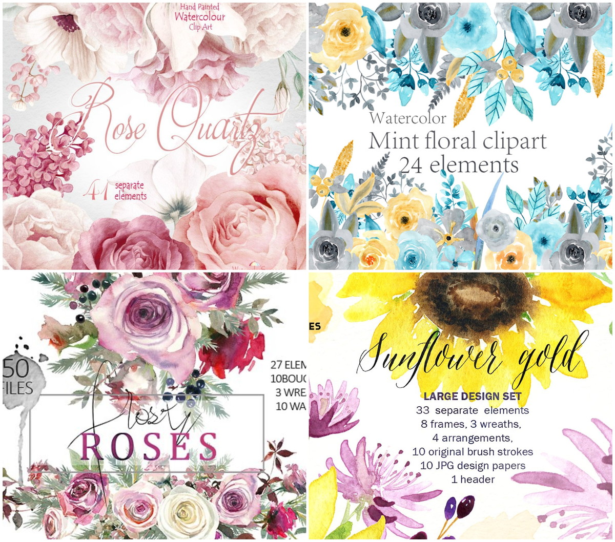 Kit Digital Floral Aquarela 04