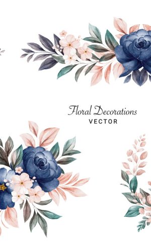 Kit Digital Floral Azul com Rose em Vetor Floral - Brea 611