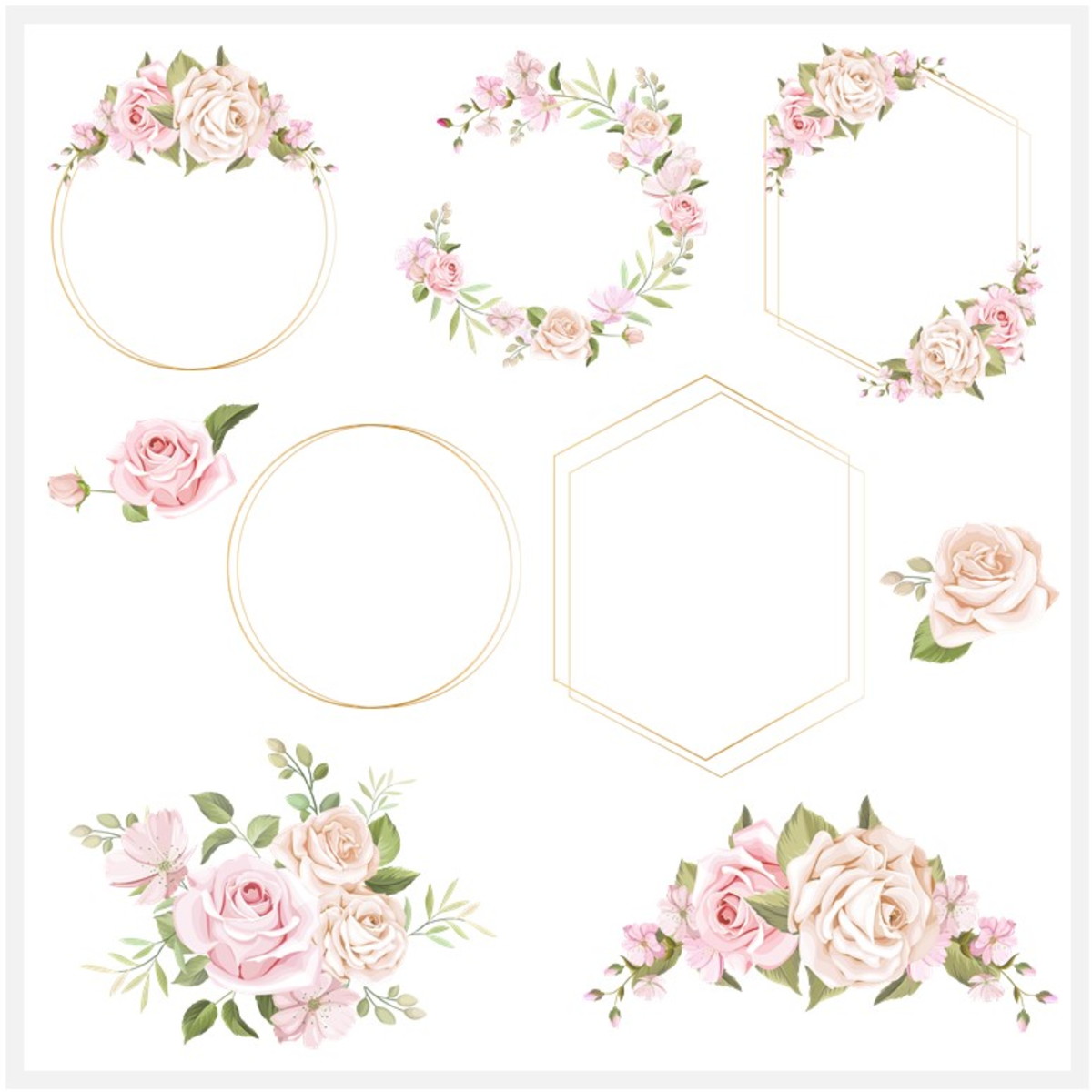Kit Digital - Floral Rose e Dourado - Imagem 2