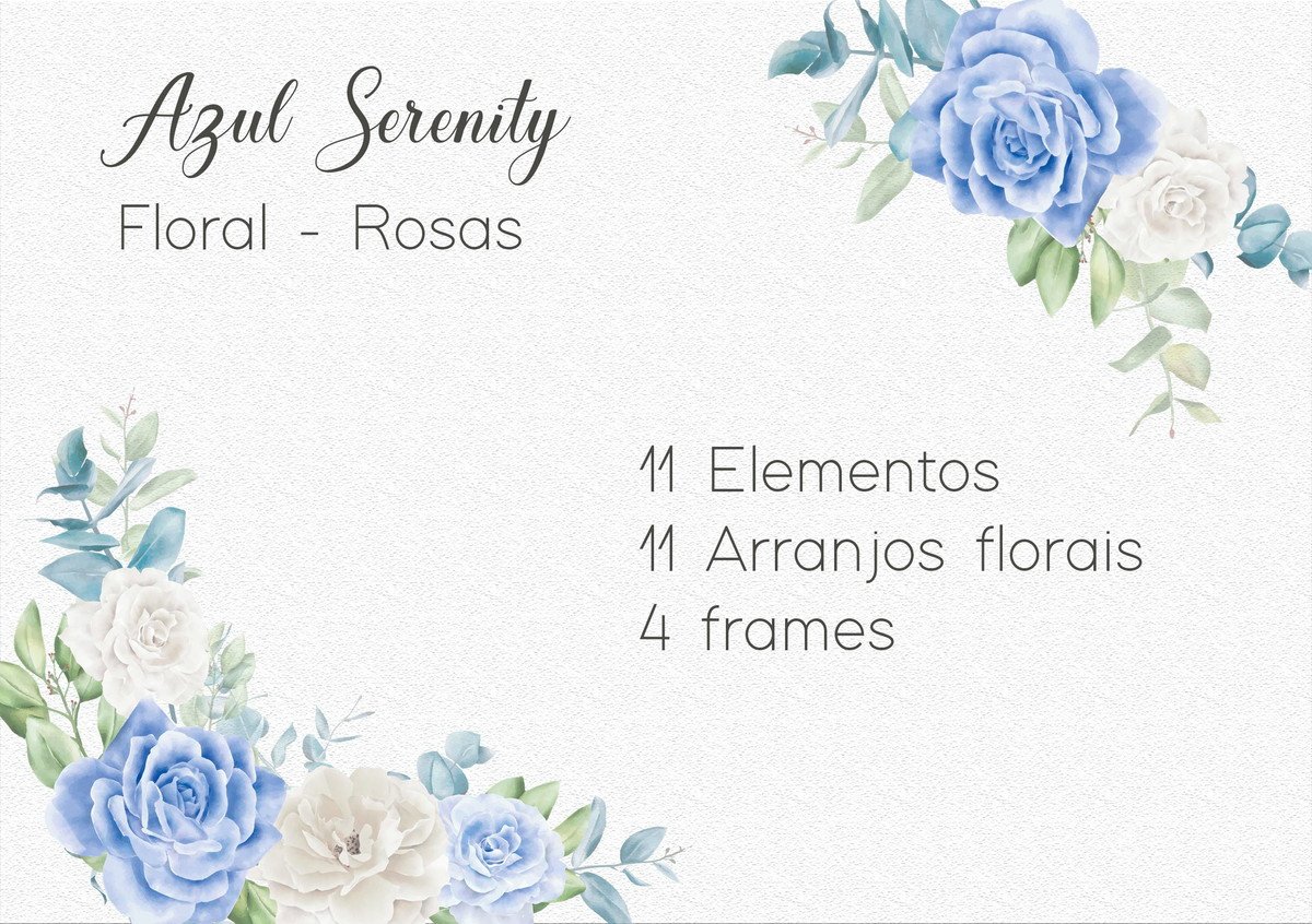 Kit Digital - Flores Azul Serenity / Floral Azul Serenity