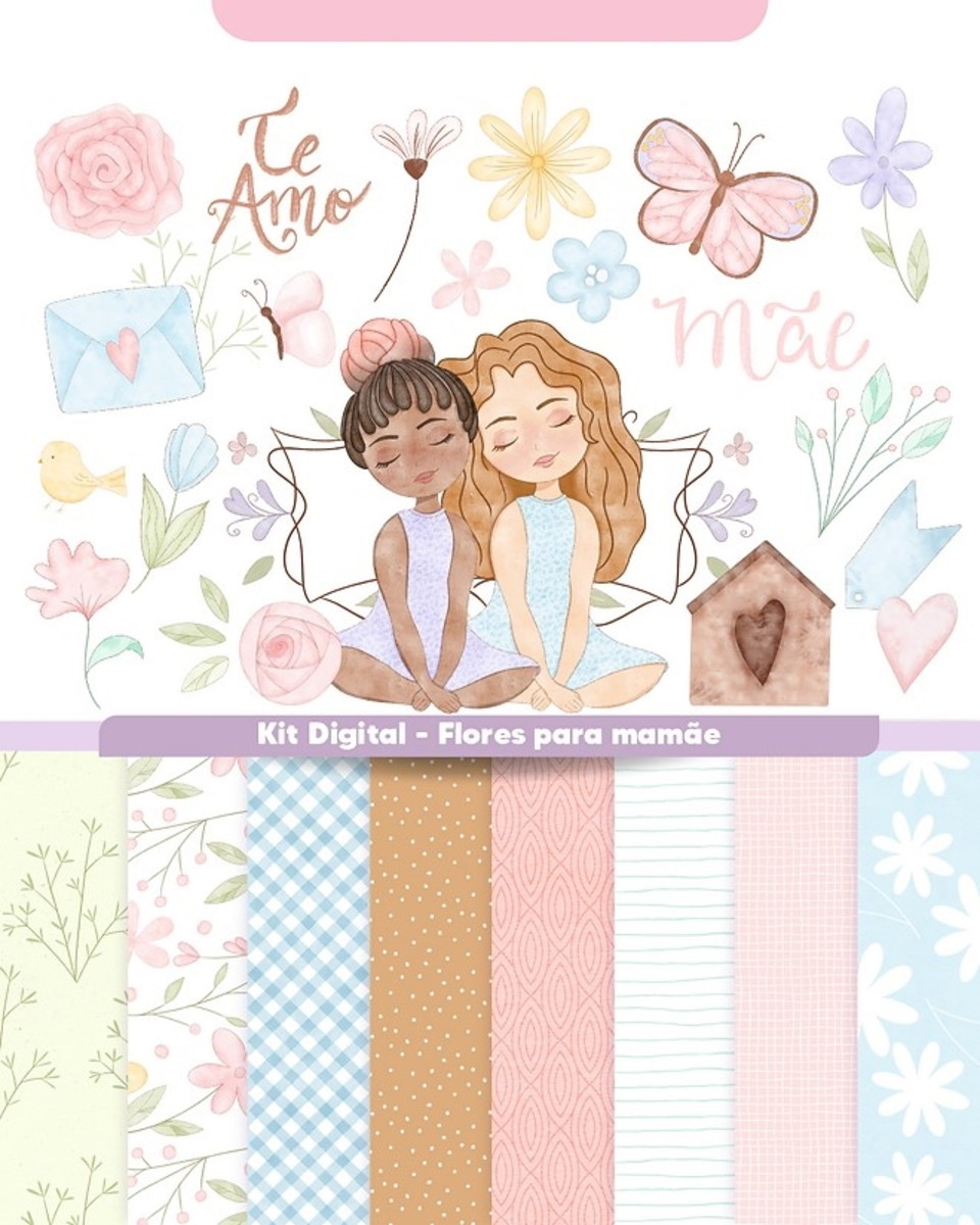Kit Digital Flores Dia das Mães em Aquarela #0574