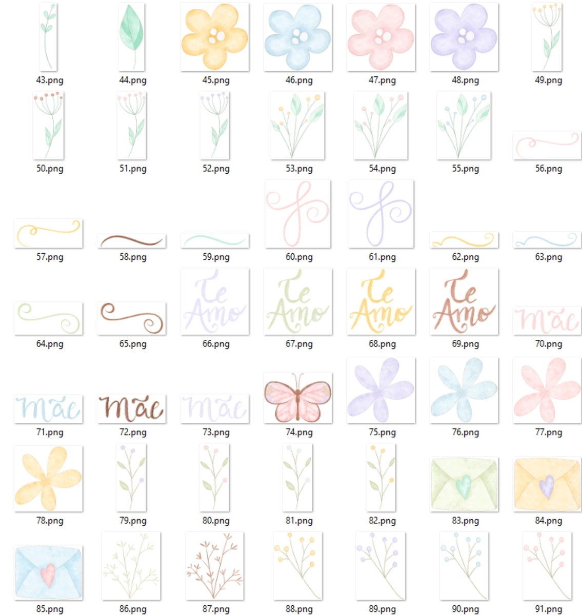 Kit Digital Flores Dia das Mães em Aquarela #0574 - Imagem 4