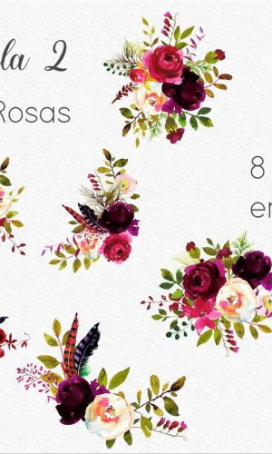 Kit Digital - Flores Marsala / Floral Marsala 2