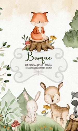 Kit Digital Floresta Aquarela #0041