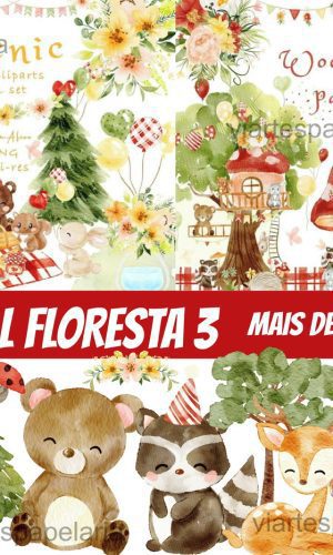 KIT DIGITAL FLORESTA AQUARELA 3