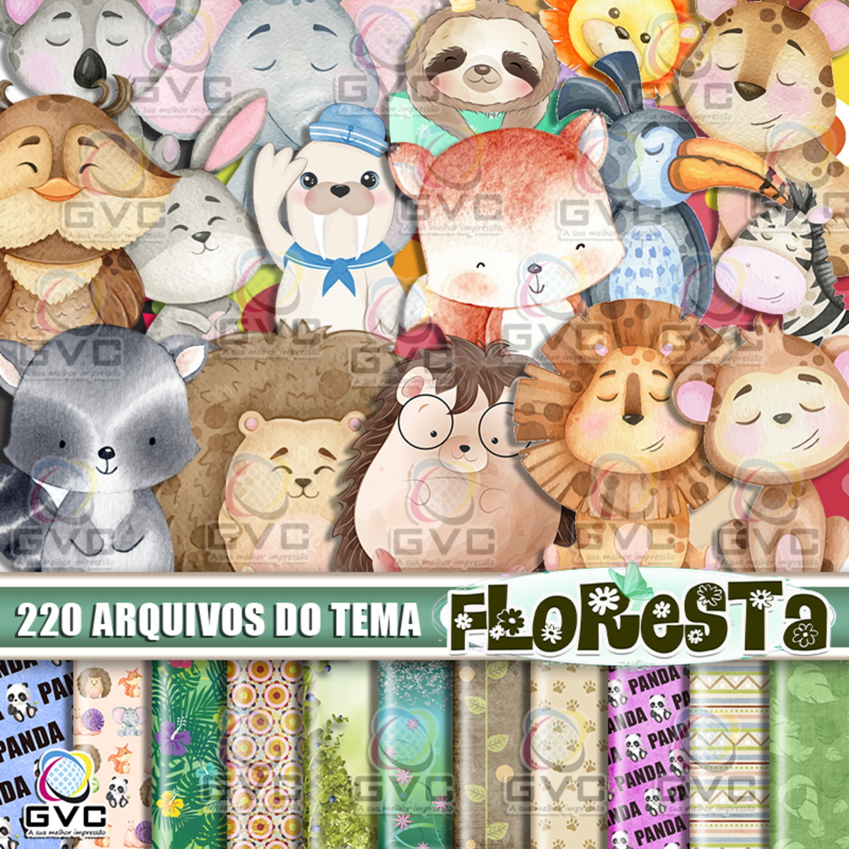 Kit Digital Floresta Encantada Aquarela