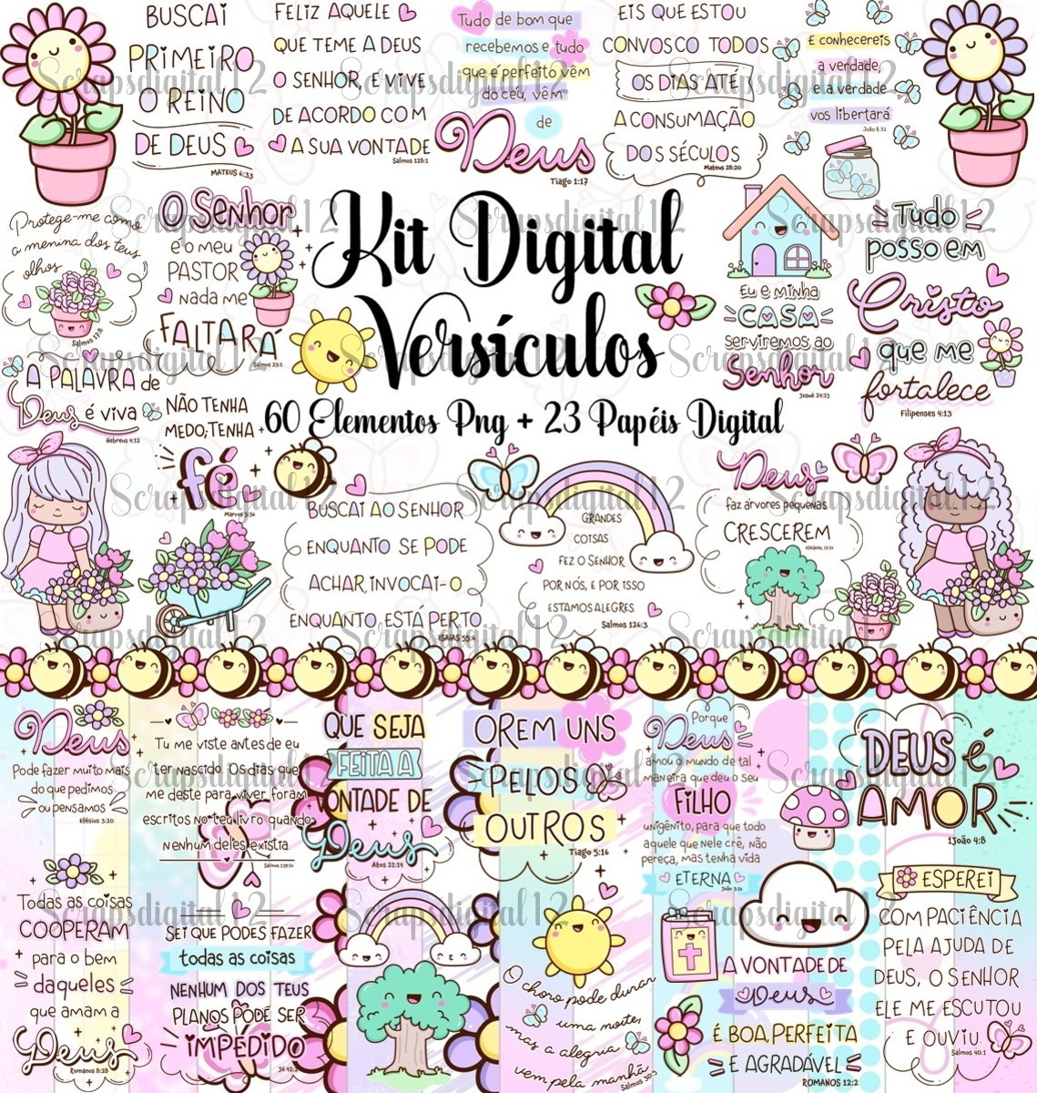 Kit Digital Frases Cristãs - Versículos