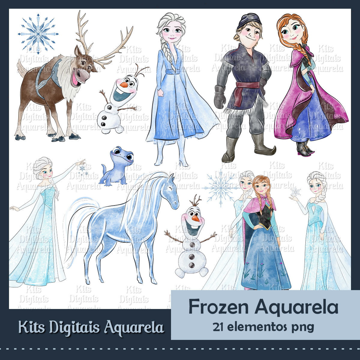 Kit Digital Frozen Aquarela