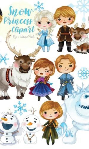 Kit Digital Frozen Aquarela Scrapbook Arquivo Png