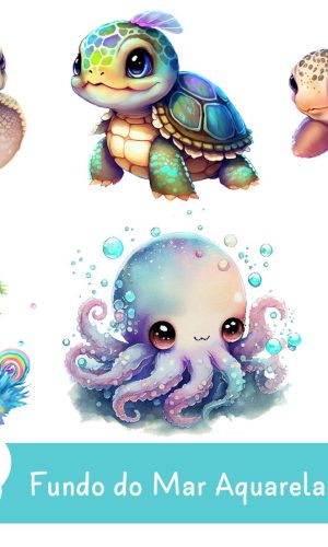 Kit Digital - Fundo do Mar Aquarela 09