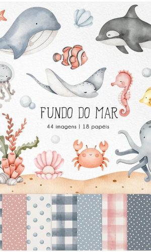 Kit Digital Fundo do Mar Aquarela