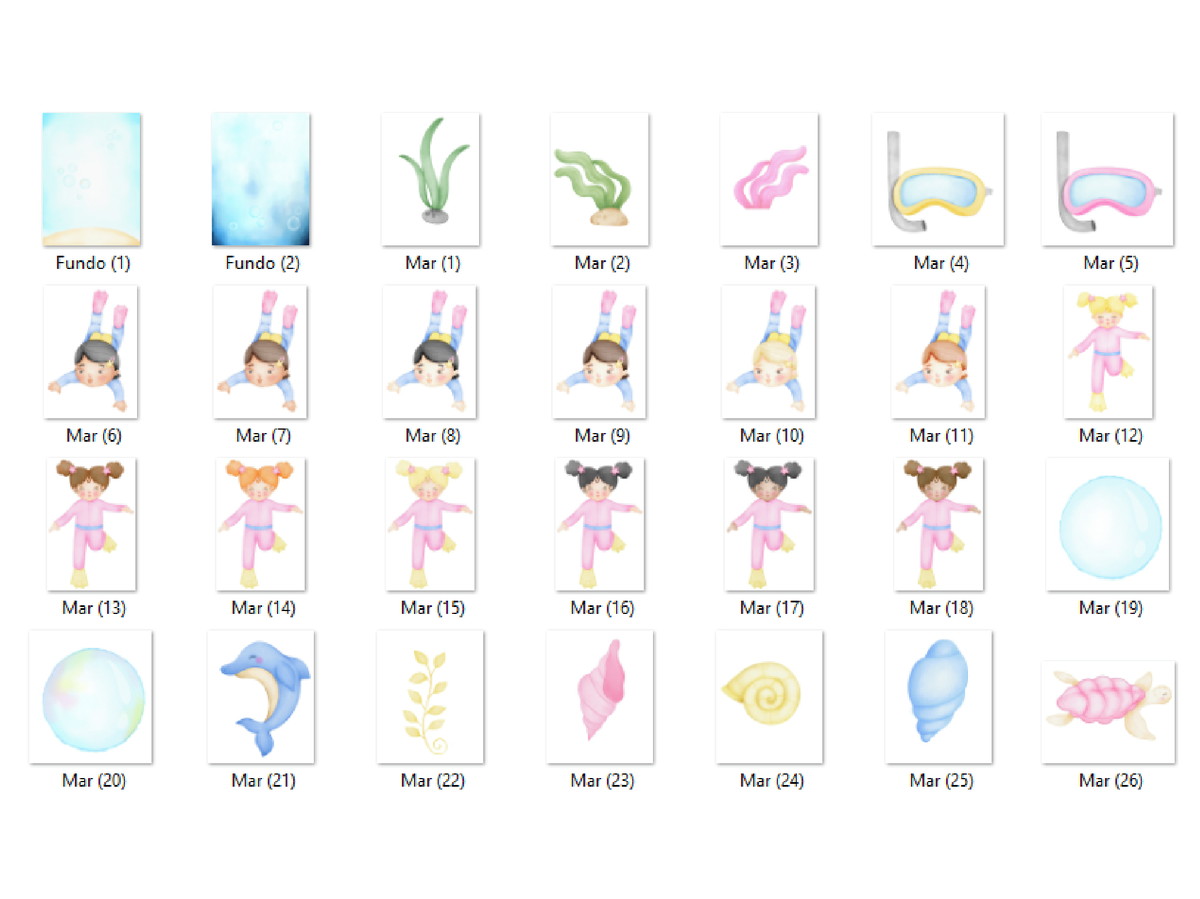 Kit Digital - Fundo do Mar Aquarela 15 - Imagem 2