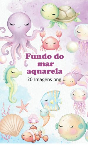 Kit Digital Fundo do Mar Aquarela