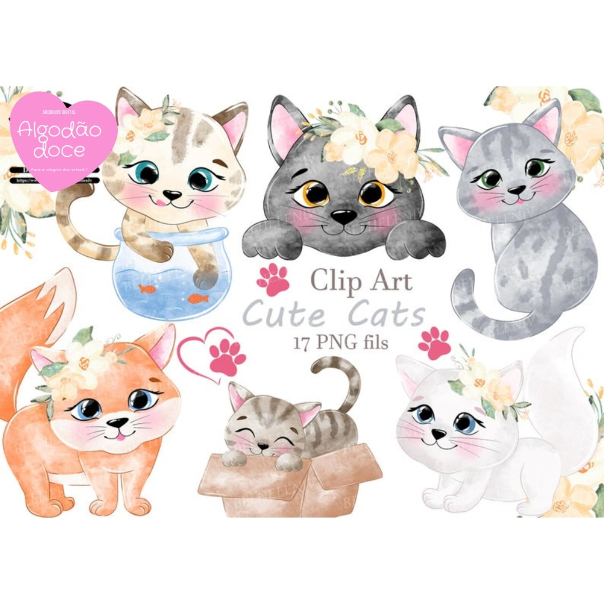 Kit Digital Gatinhos Cute #358 - Imagem 2