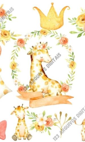 Kit Digital Girafa Aquarela