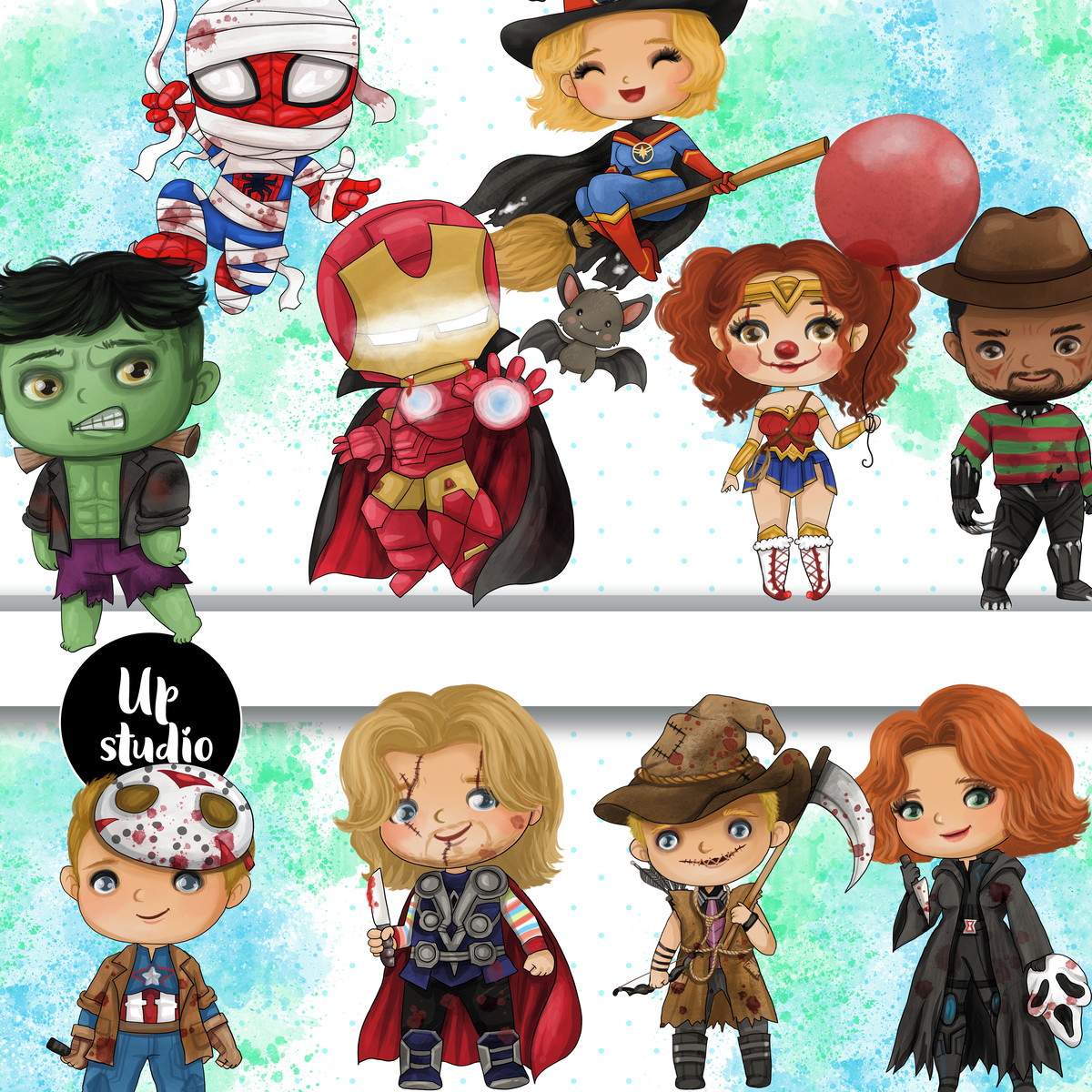 Kit Digital Halloween Herois Marvel Dc