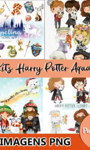 Kit Digital Harry Potter Aquarela (4 Kits)