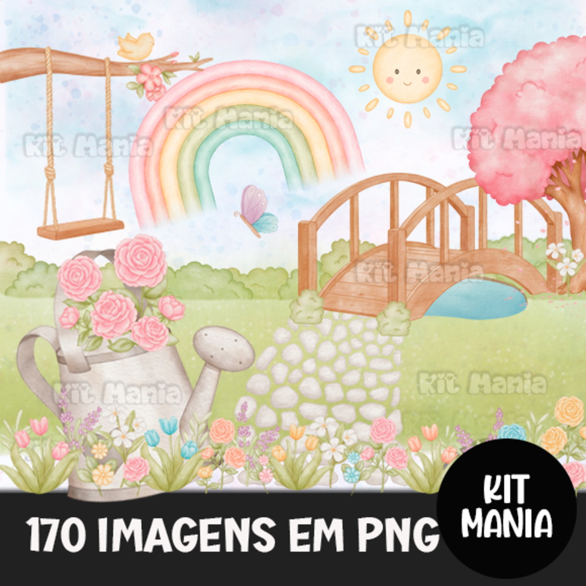 Kit Digital Jardim Encantado Aquarela