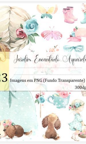 Kit Digital - Jardim Encantado Aquarela (Lola e Puppy)