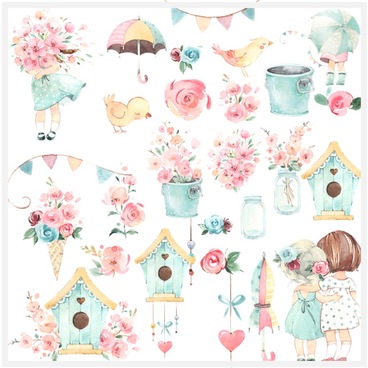 Kit Digital - Jardim Encantado Aquarela (Mia e Lola e Puppy) - Imagem 3