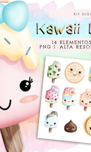 Kit Digital Kawaii Cute Planner Doces Aquarela 14 PNG -C.037