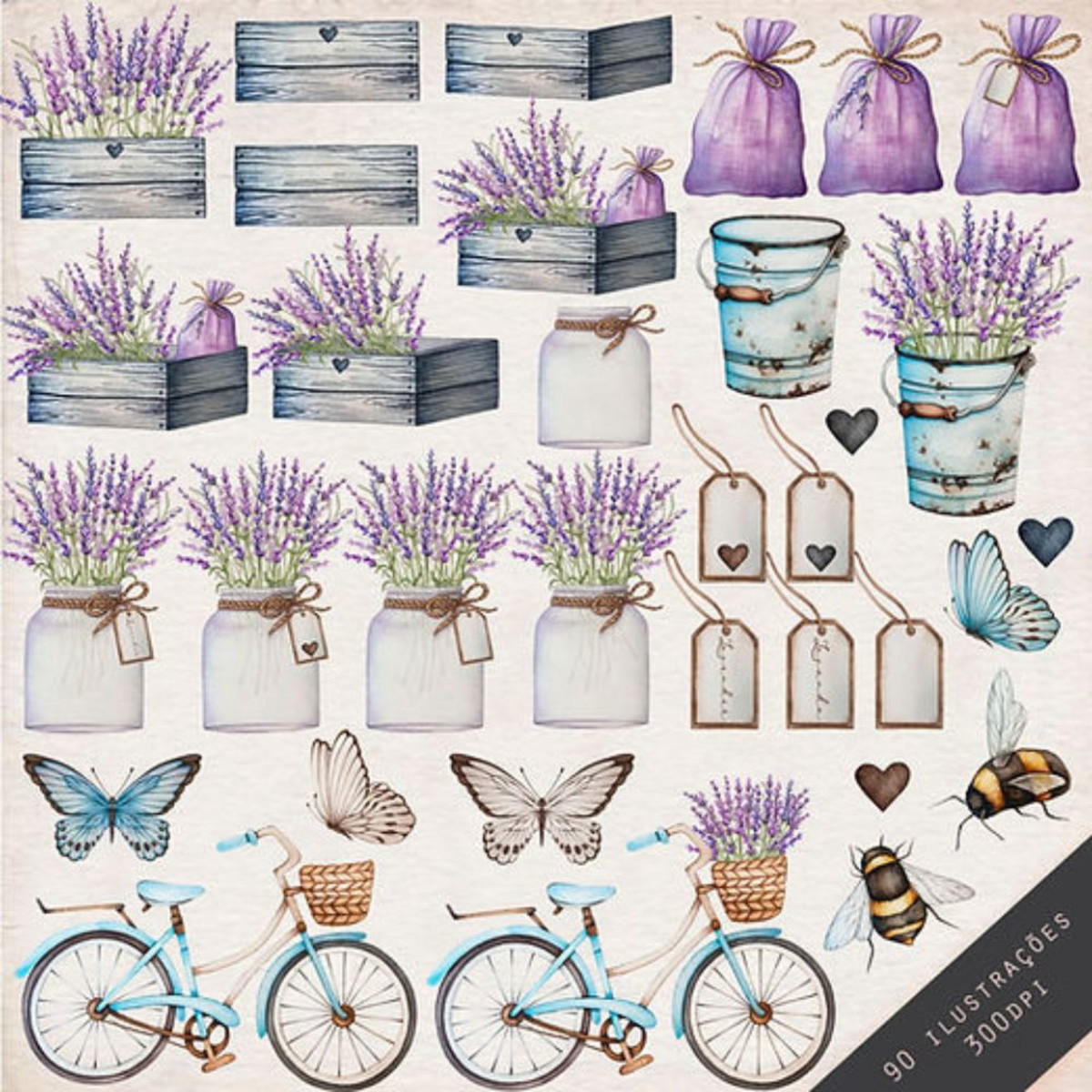 Kit Digital Lavanda Aquarela - Imagem 3