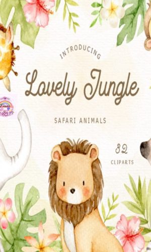 Kit Digital Lovely Jungle Aquarela Safari