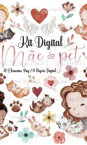 Kit Digital - Mãe de Pet Aquarela