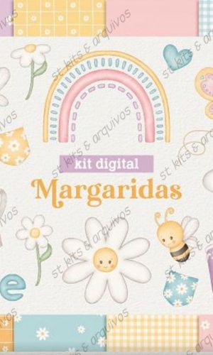 Kit Digital Margaridas em Aquarela