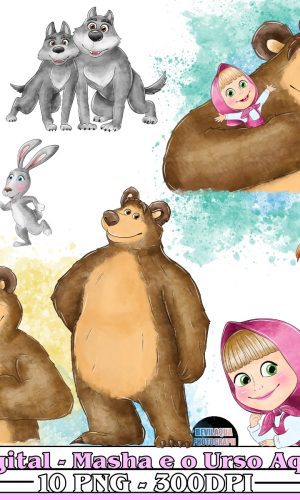 Kit Digital Masha e o Urso Aquarela