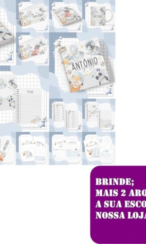 Kit Digital Maternidade Astronauta Animais Aquarela