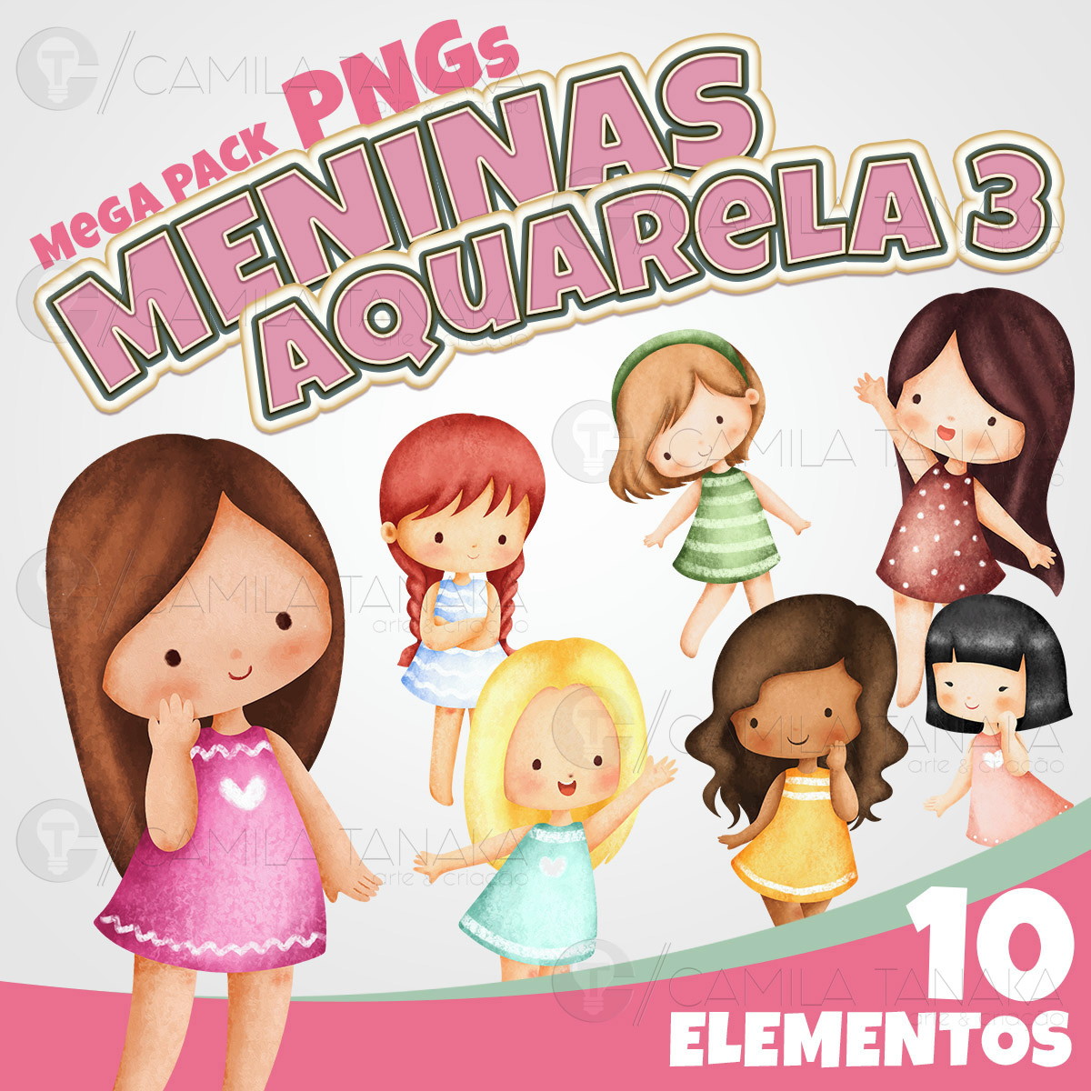 Kit Digital Menina Aquarela 3 (pague 1 Leve 3)