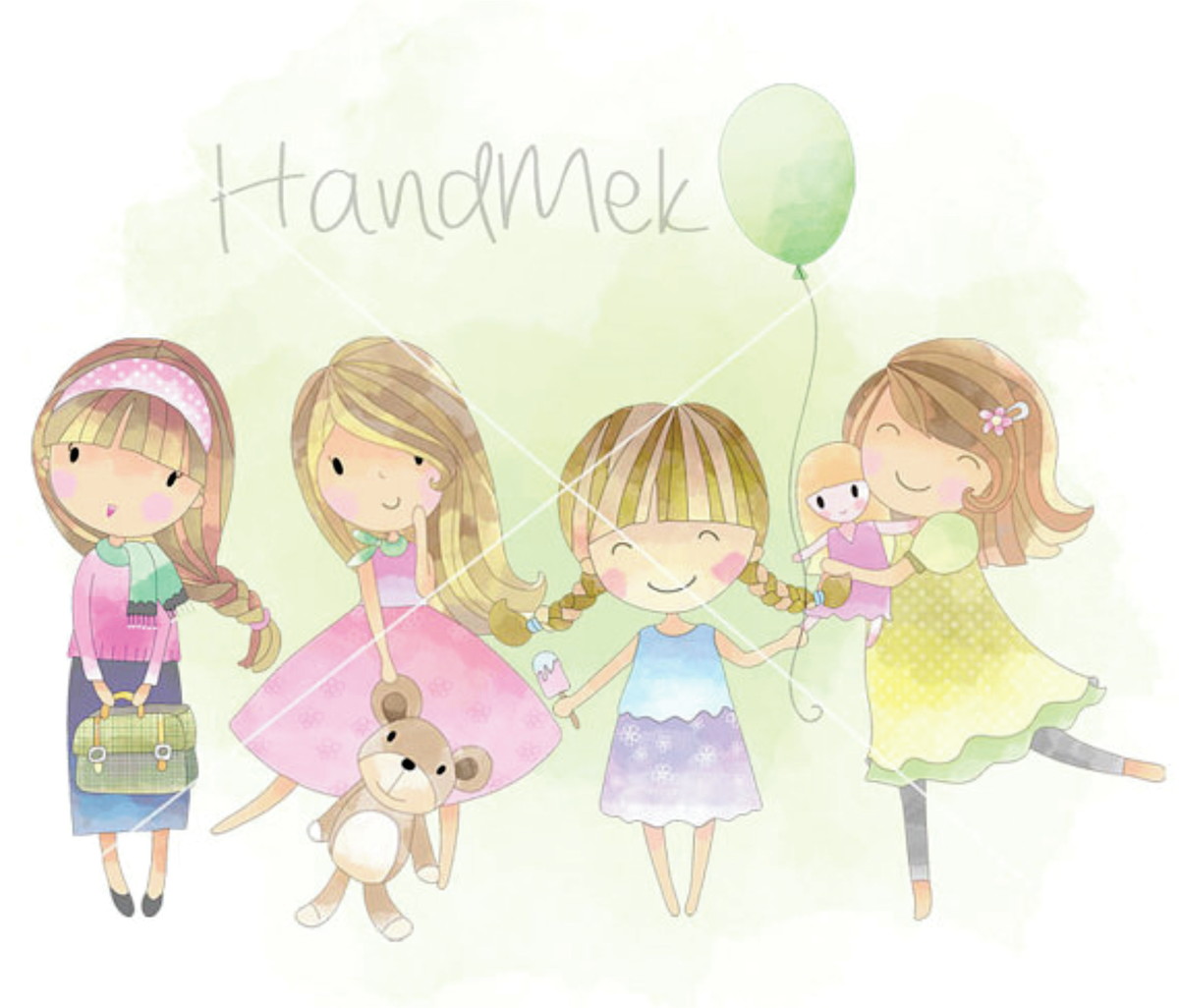 Kit digital Menina fofa aquarela (pague 1, leve+2)