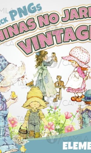 Kit Digital Meninas Jardim Aquarela Vintage (pague 1 Leve 3)