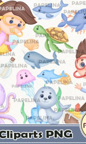 Kit Digital Mergulhador Aquarela