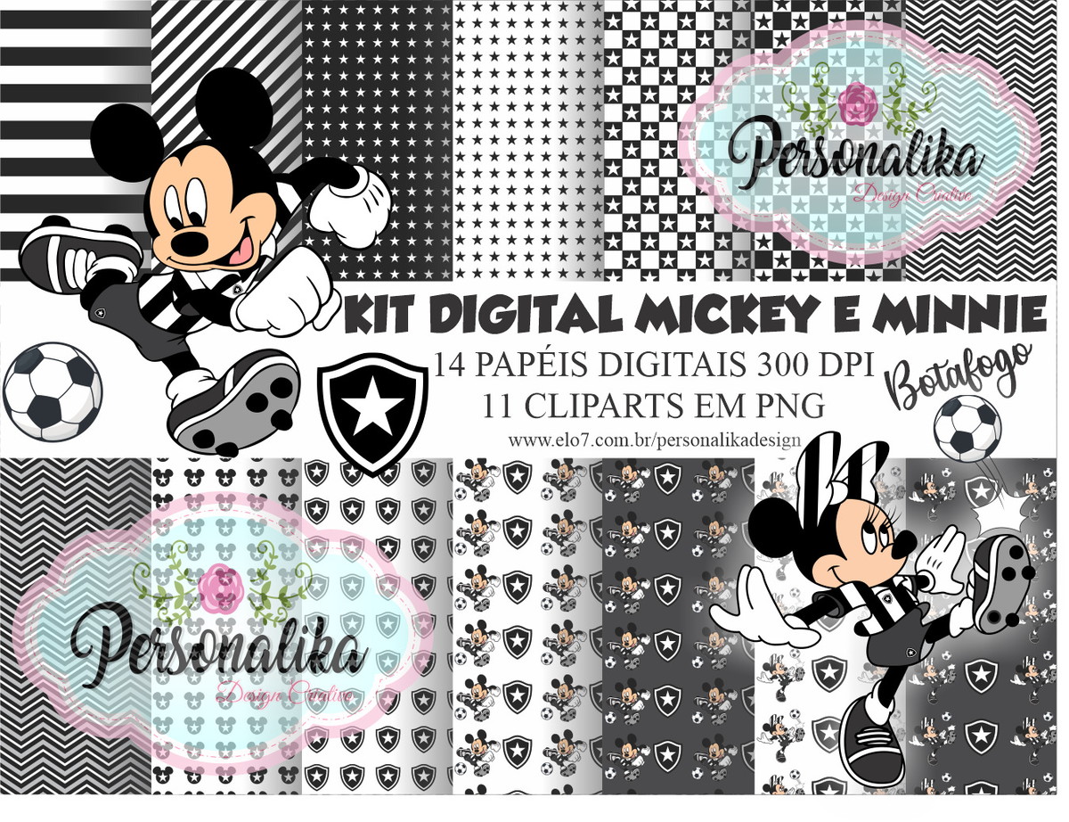 Kit Digital Mickey E Minnie Botafogo