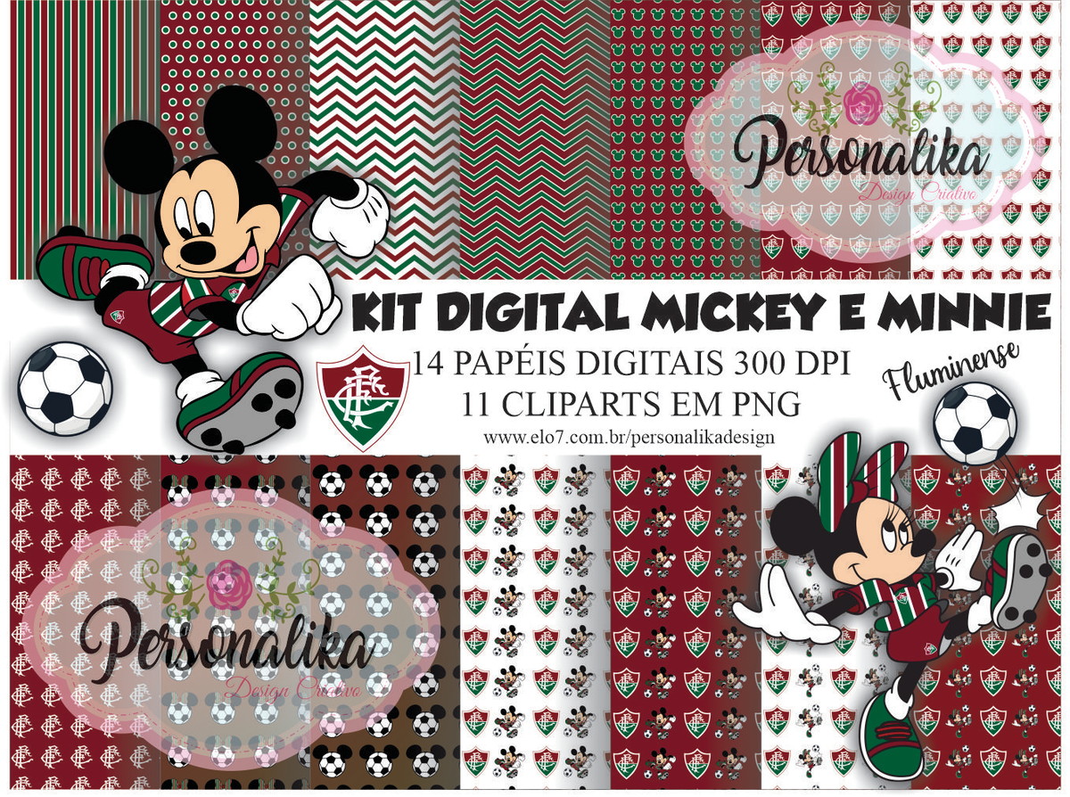 Kit Digital Mickey E Minnie Fluminense