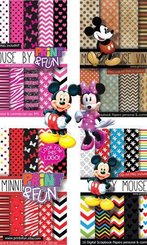 Kit Digital Mickey e Minnie Mouse