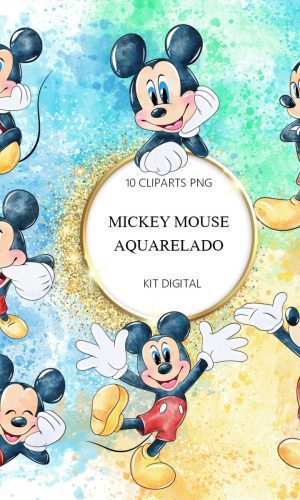 Kit Digital Mickey Mouse Aquarela