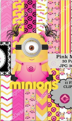 Kit Digital Minions Rosa